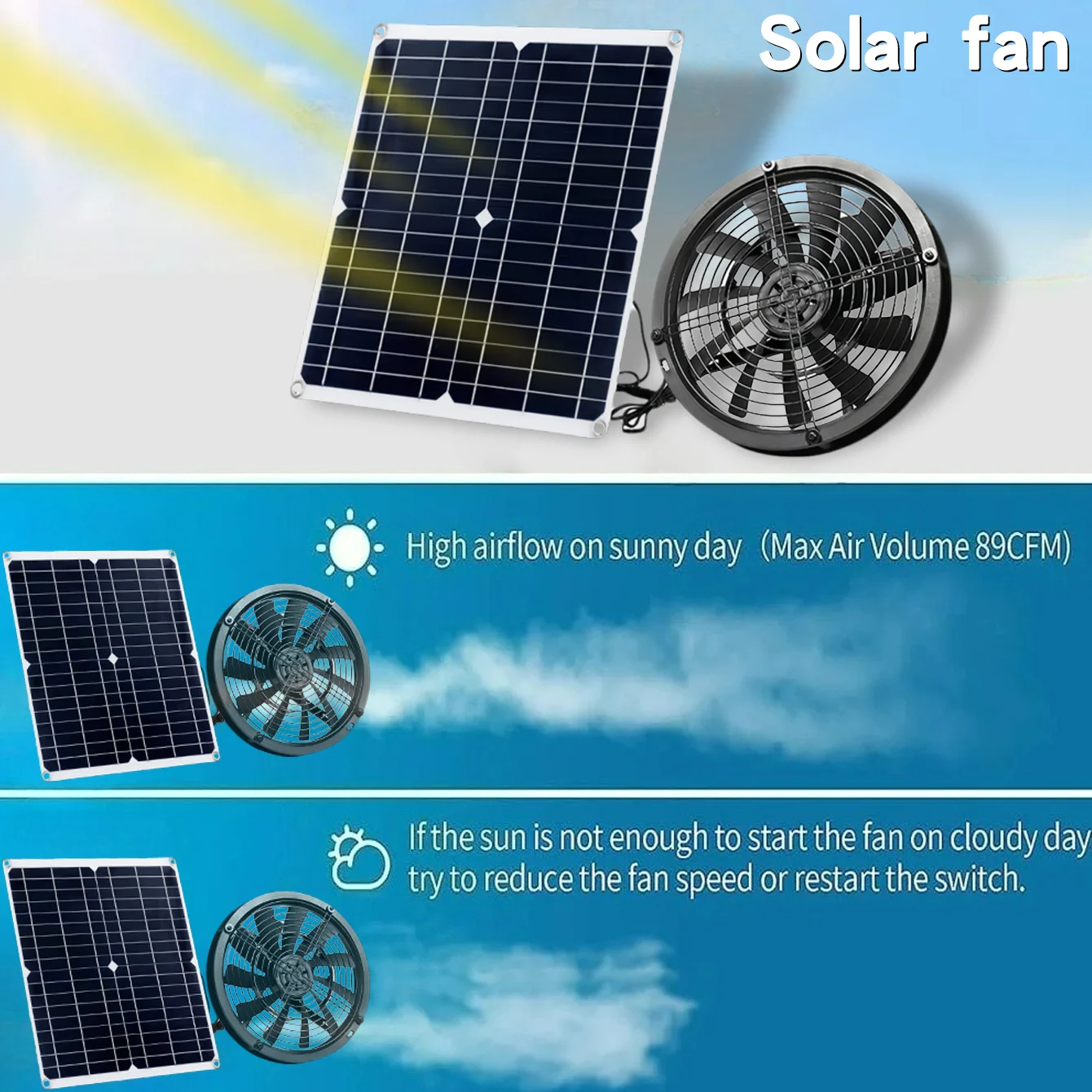 새로운 6인치 태양열 배기 팬 키트, 자동 환기, 방수 - Renewable Energy Resources 리뷰 및 가격